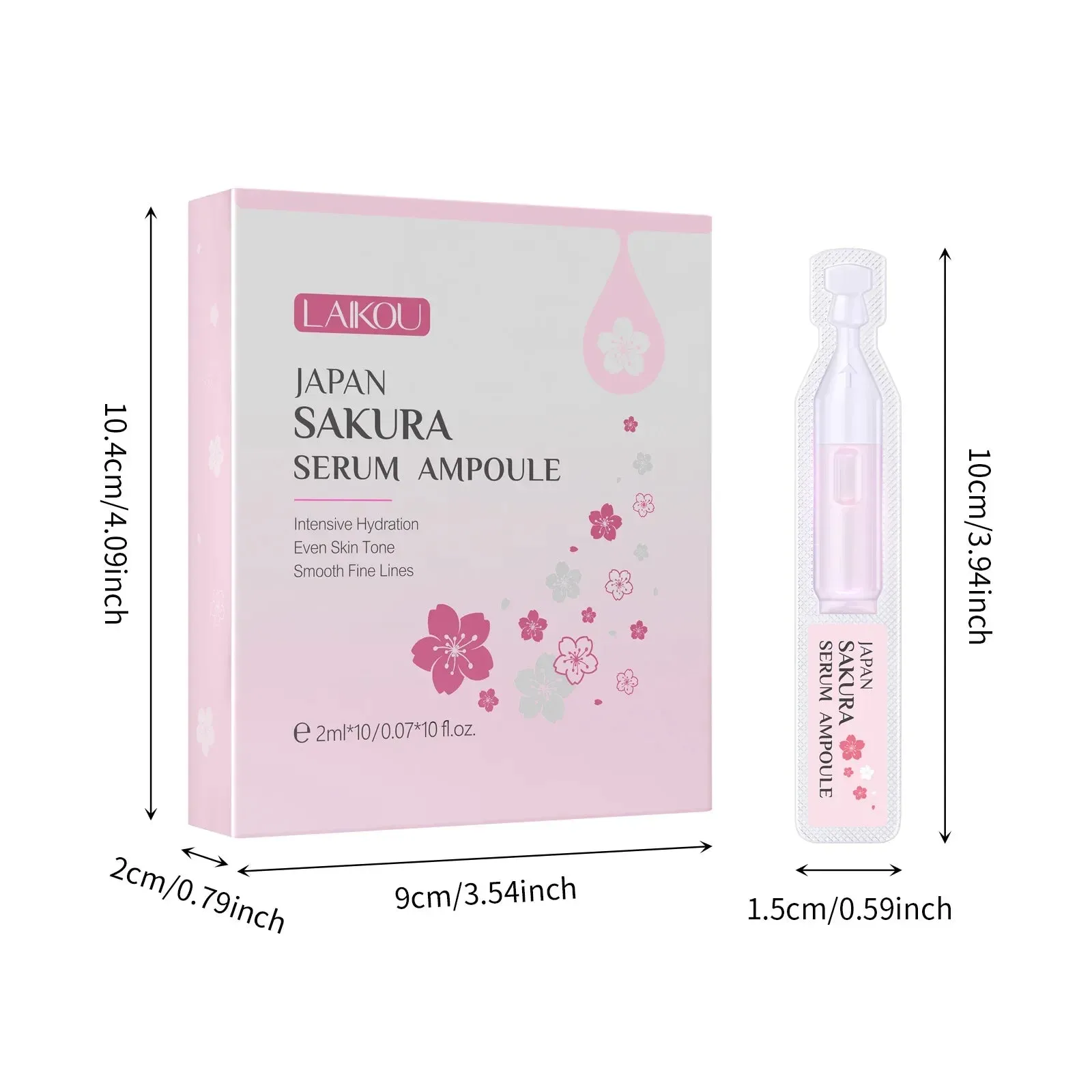 10 Piece Laikou Sakura Face Serum Ampoule Moisturizing & Brightening