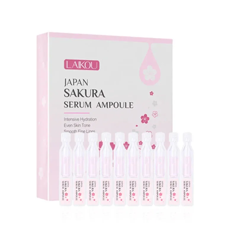 10 Piece Laikou Sakura Face Serum Ampoule Moisturizing & Brightening