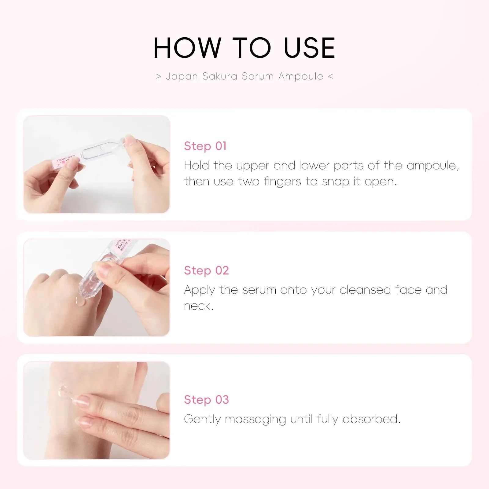 10 Piece Laikou Sakura Face Serum Ampoule Moisturizing & Brightening