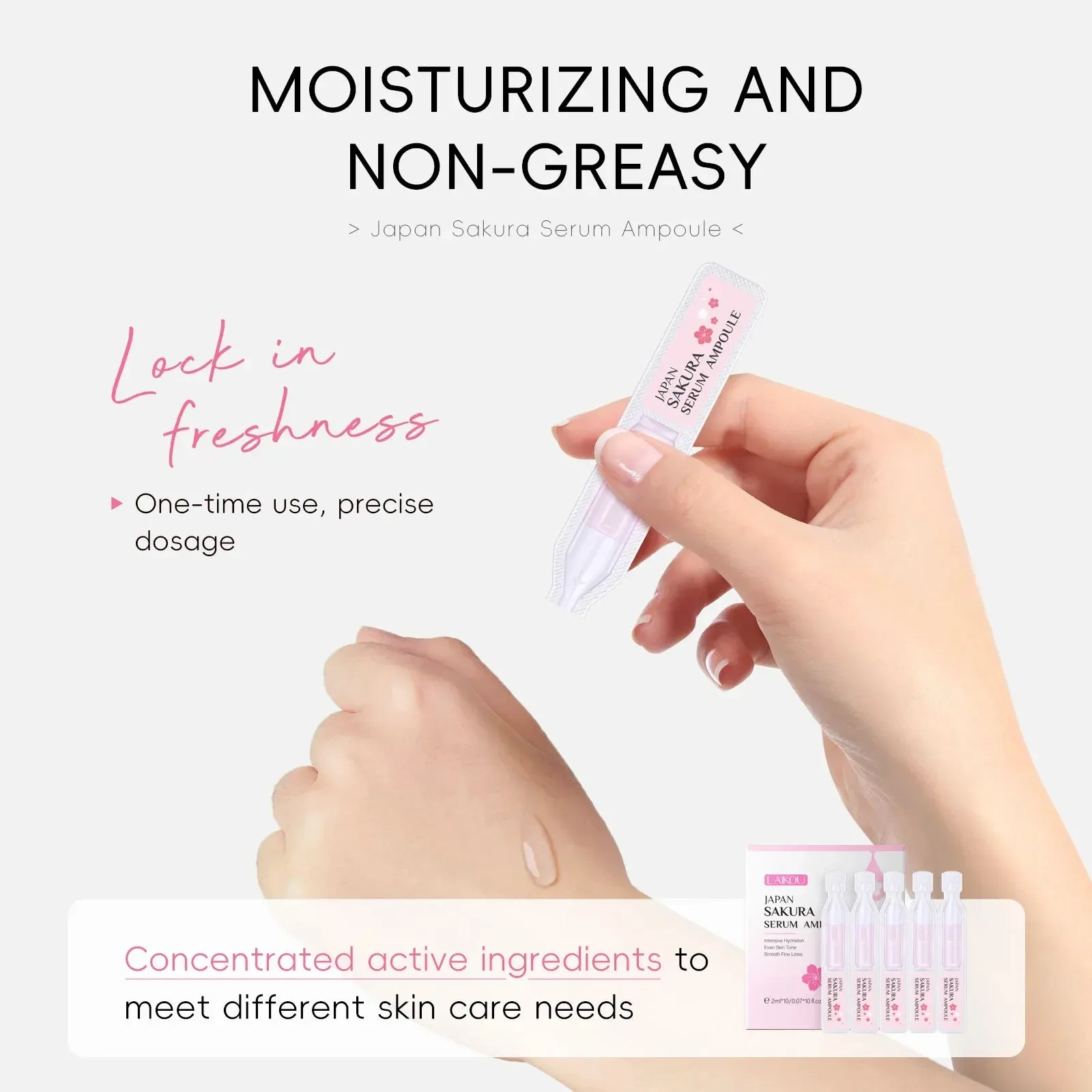 10 Piece Laikou Sakura Face Serum Ampoule Moisturizing & Brightening
