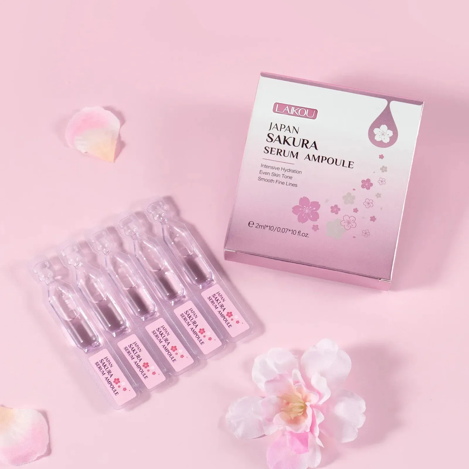10 Piece Laikou Sakura Face Serum Ampoule Moisturizing & Brightening