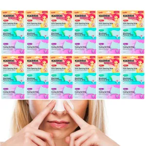 12 Pks Blackhead Remover Deep Cleansing Black Mud Mask Acne Pore Strip Cleanser