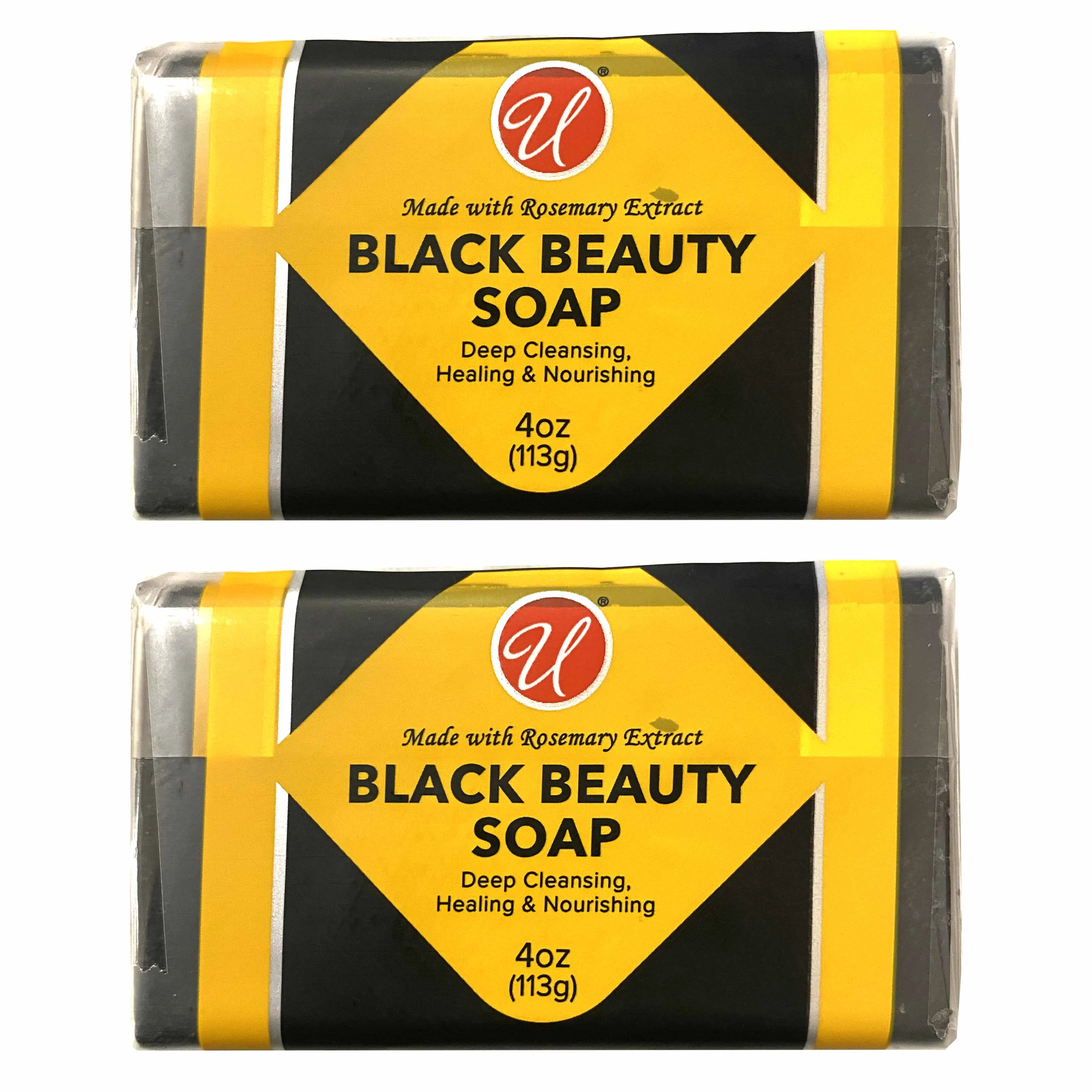 2 Pc African Black Soap Beauty Bar Rosemary Extract All Natural Skin Care 4oz
