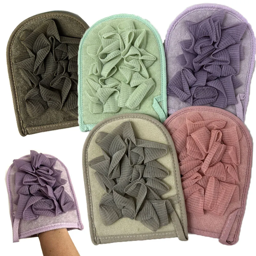 4pc Bath Sponge Exfoliating Gloves Loofah Shower Mitt Scrubber Dead Skin Remover