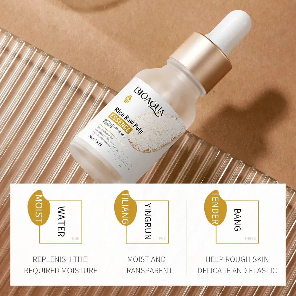 5pcs Rice Raw Pulp Hyaluronic Acid Moisturizing Brightening Firming Face Serum/essence