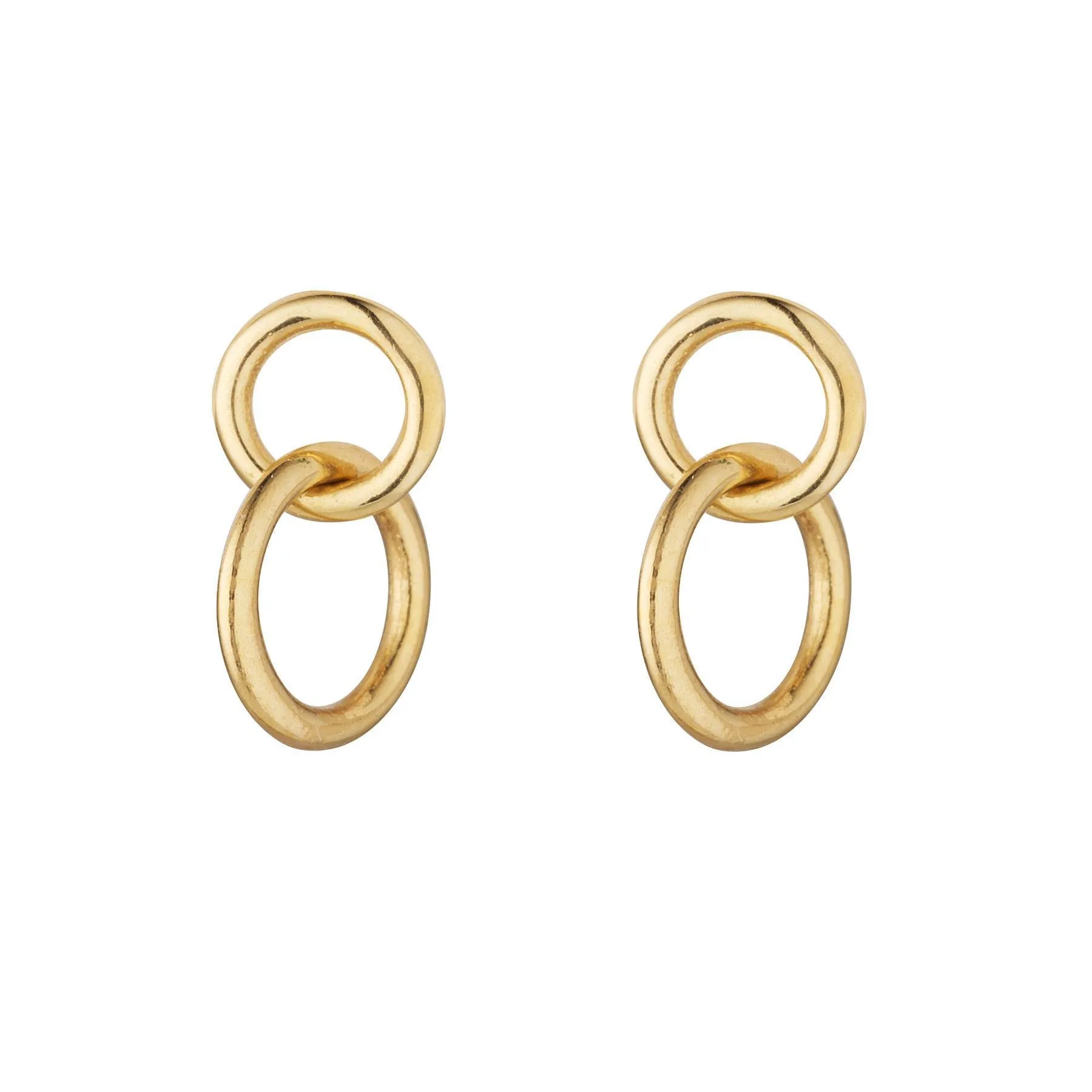 9kt Gold small Double Circle Drop Earrings