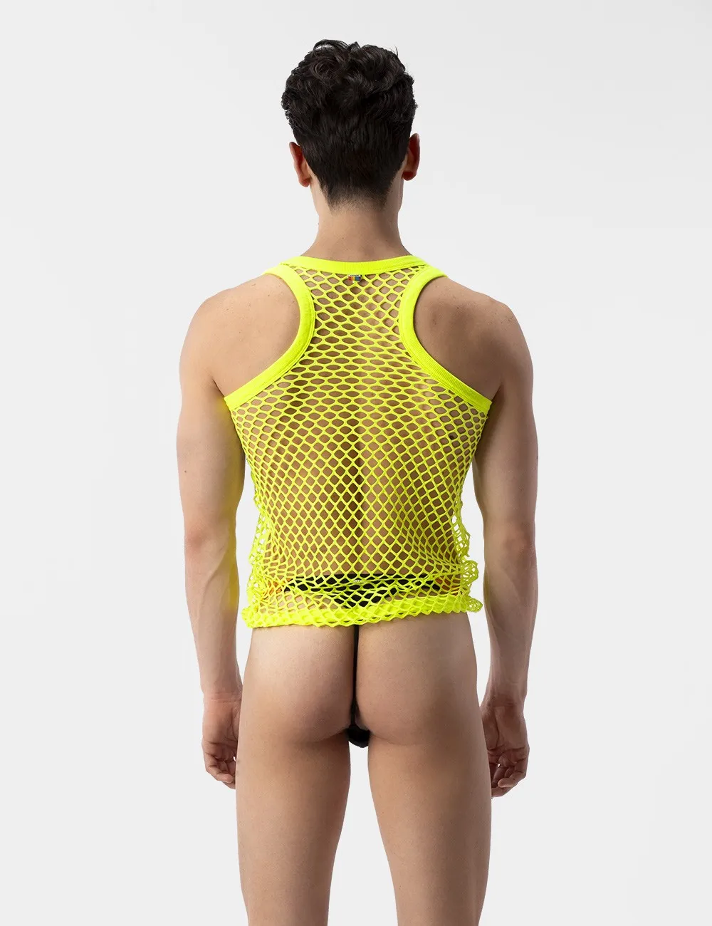 Barcode Berlin Daniya fishnet tank top neon yellow