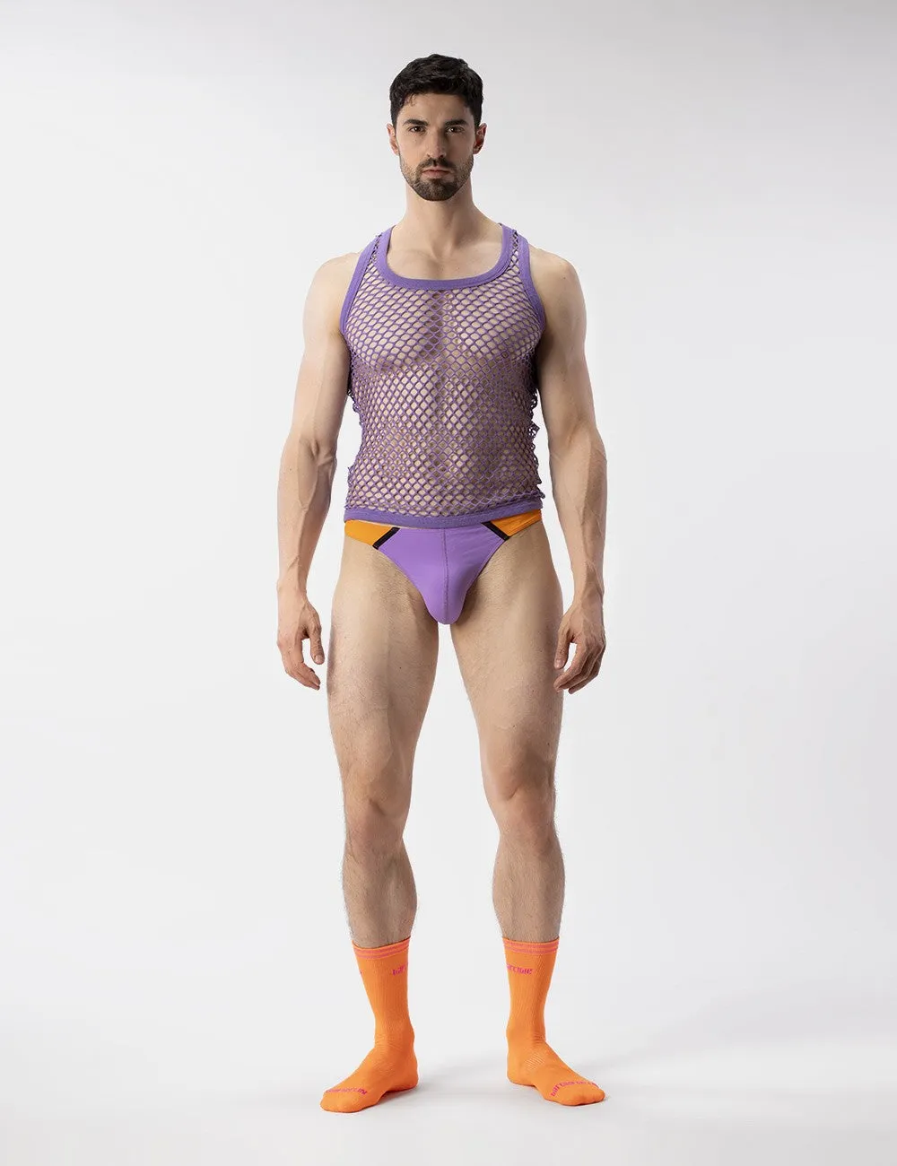 Barcode Berlin Daniya fishnet tank top purple