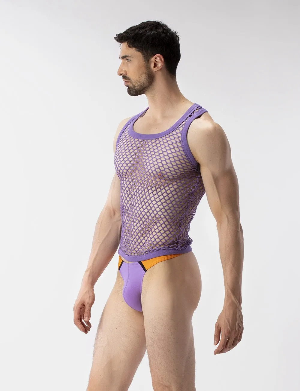 Barcode Berlin Daniya fishnet tank top purple