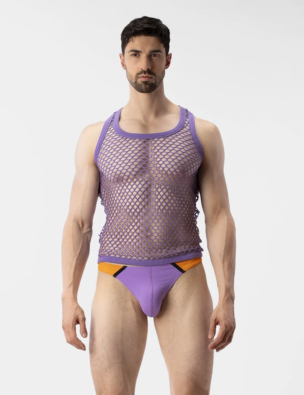Barcode Berlin Daniya fishnet tank top purple