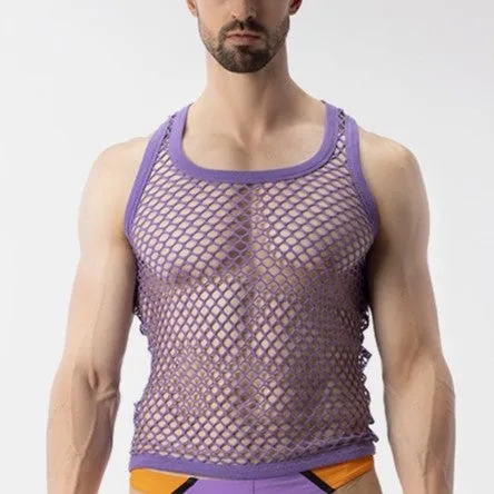 Barcode Berlin Daniya fishnet tank top purple