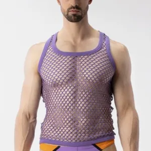 Barcode Berlin Daniya fishnet tank top purple