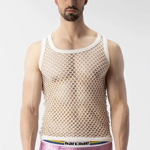 Barcode Berlin Daniya fishnet tank top white