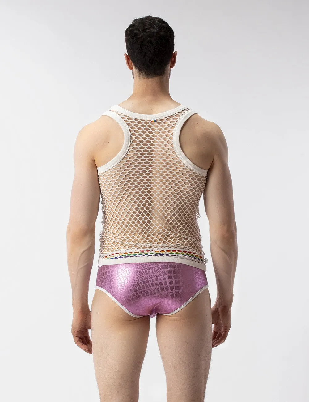 Barcode Berlin Daniya fishnet tank top white
