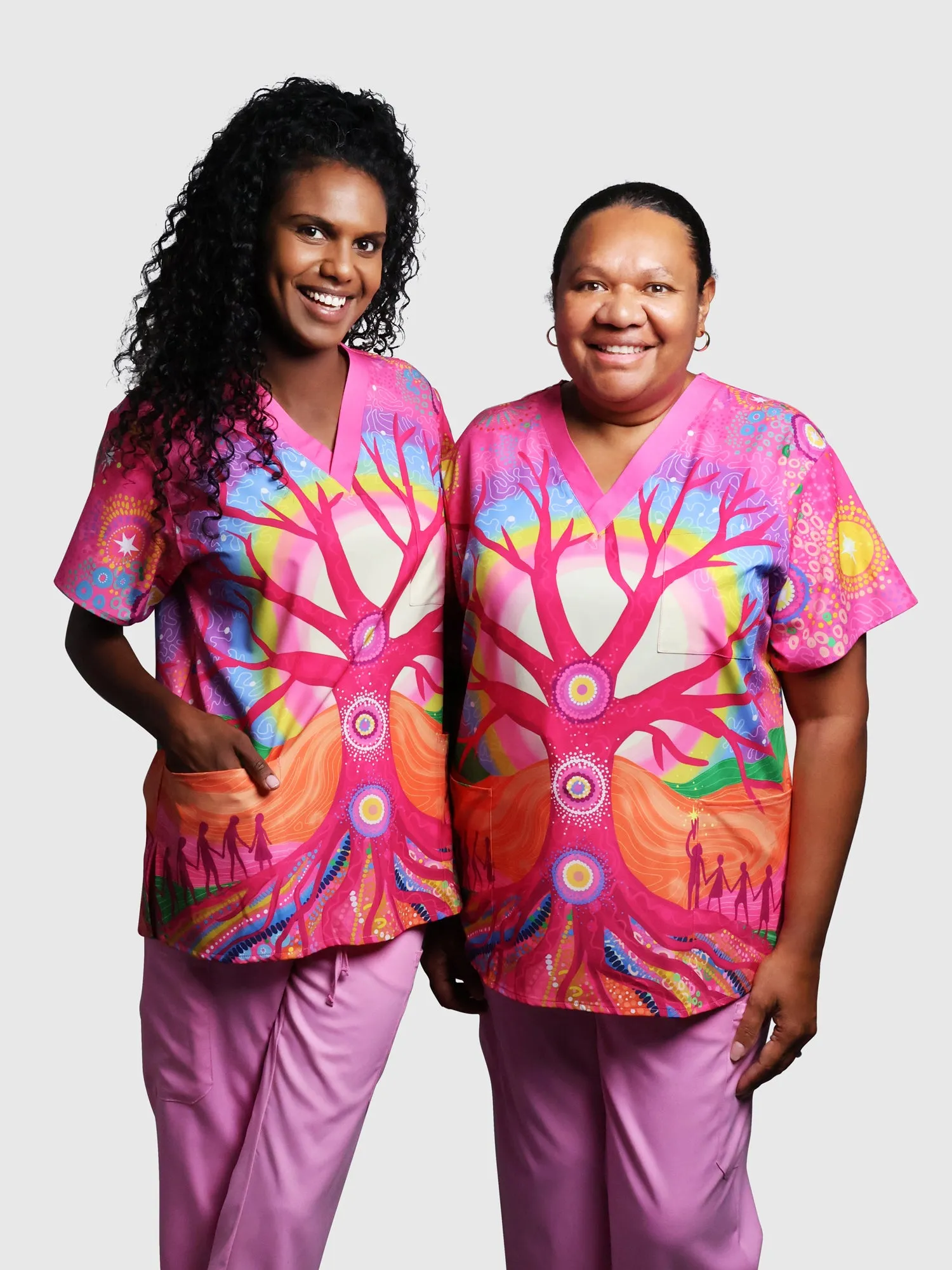 Deep Roots, Bright Future - NAIDOC 2025 Unisex Three-Pocket Scrub Top