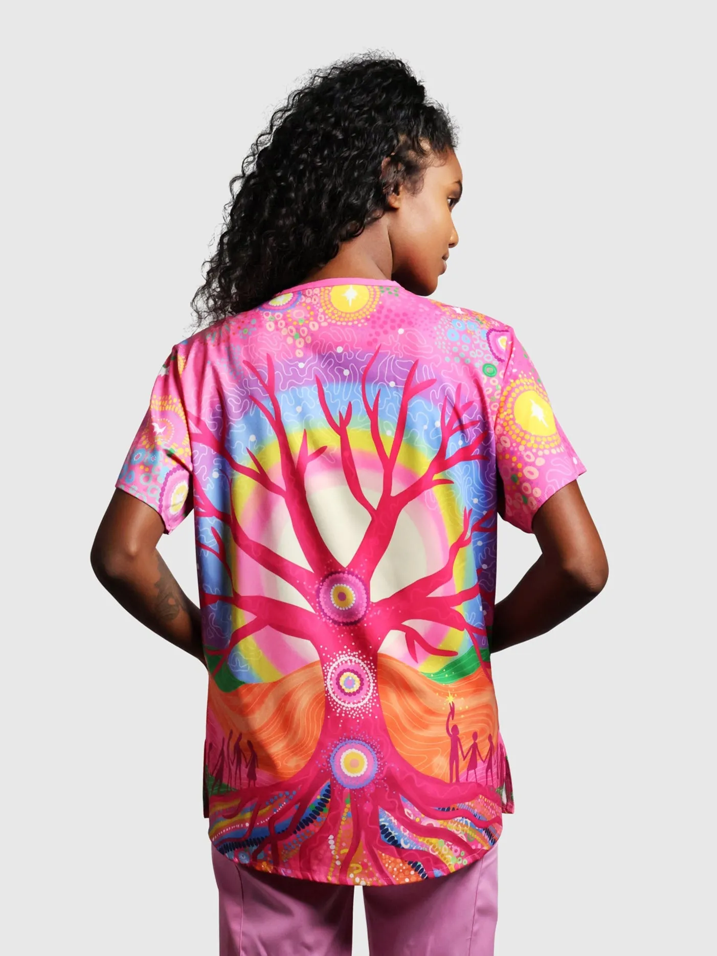Deep Roots, Bright Future - NAIDOC 2025 Unisex Three-Pocket Scrub Top