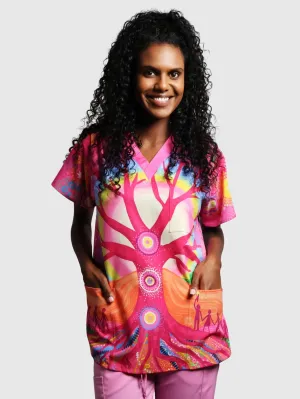 Deep Roots, Bright Future - NAIDOC 2025 Unisex Three-Pocket Scrub Top