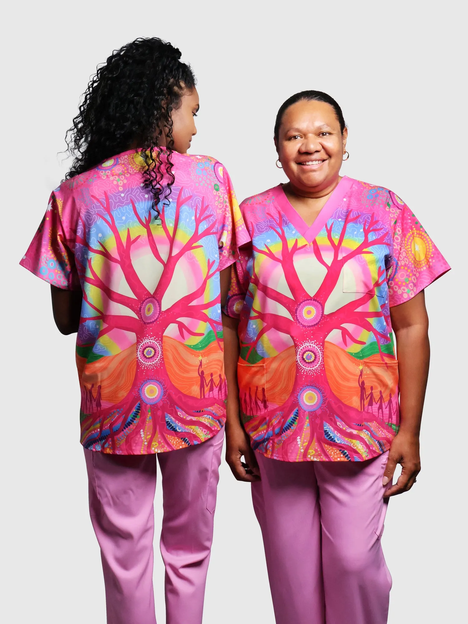 Deep Roots, Bright Future - NAIDOC 2025 Unisex Three-Pocket Scrub Top