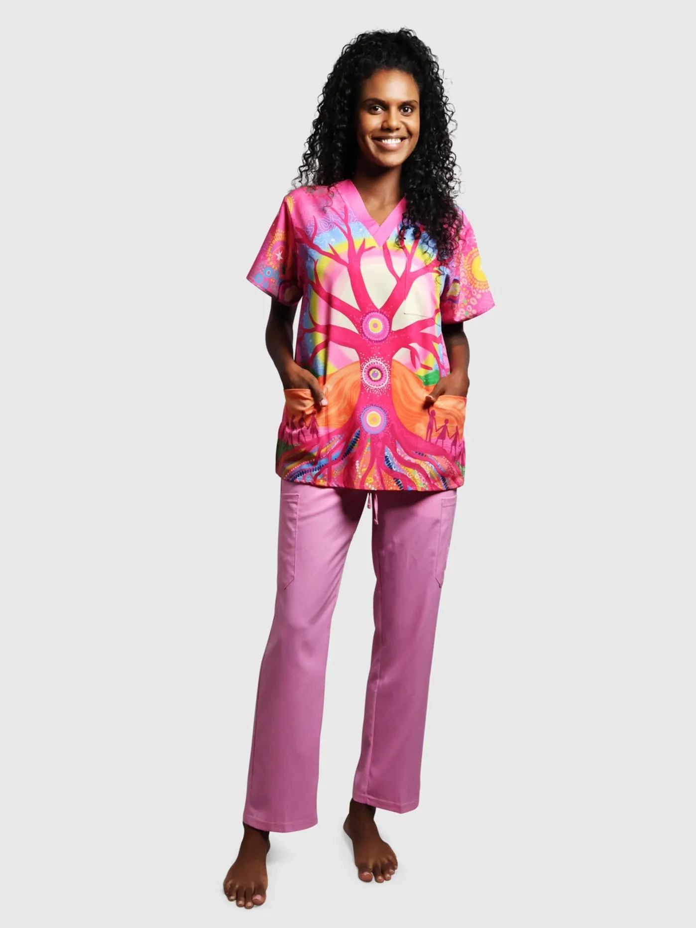 Deep Roots, Bright Future - NAIDOC 2025 Unisex Three-Pocket Scrub Top