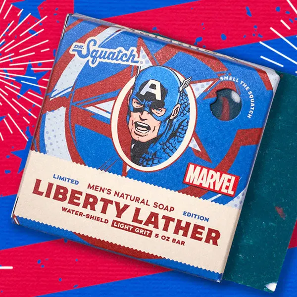 Dr. Squatch x Marvel All-Natural Bar Soap For Men - Captain America Liberty Lather