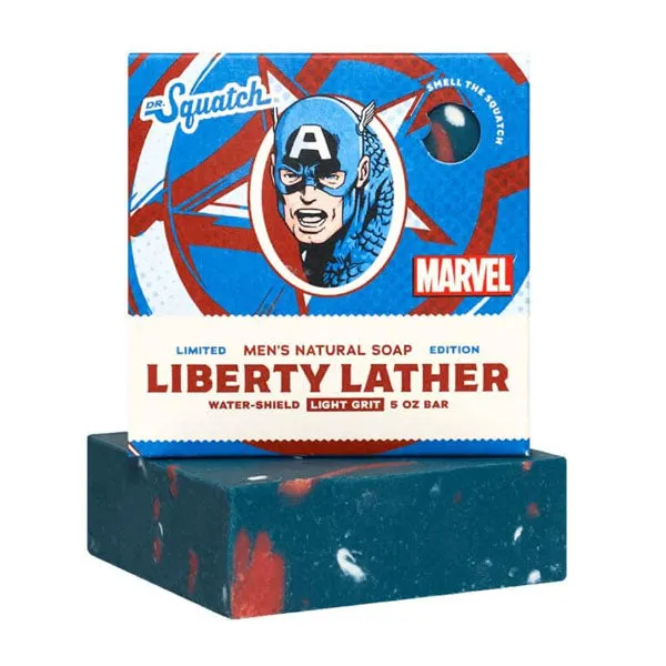 Dr. Squatch x Marvel All-Natural Bar Soap For Men - Captain America Liberty Lather
