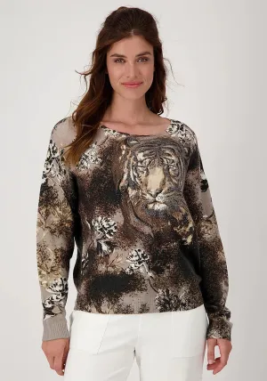 Tiger Print Embellished Sweater | Espresso