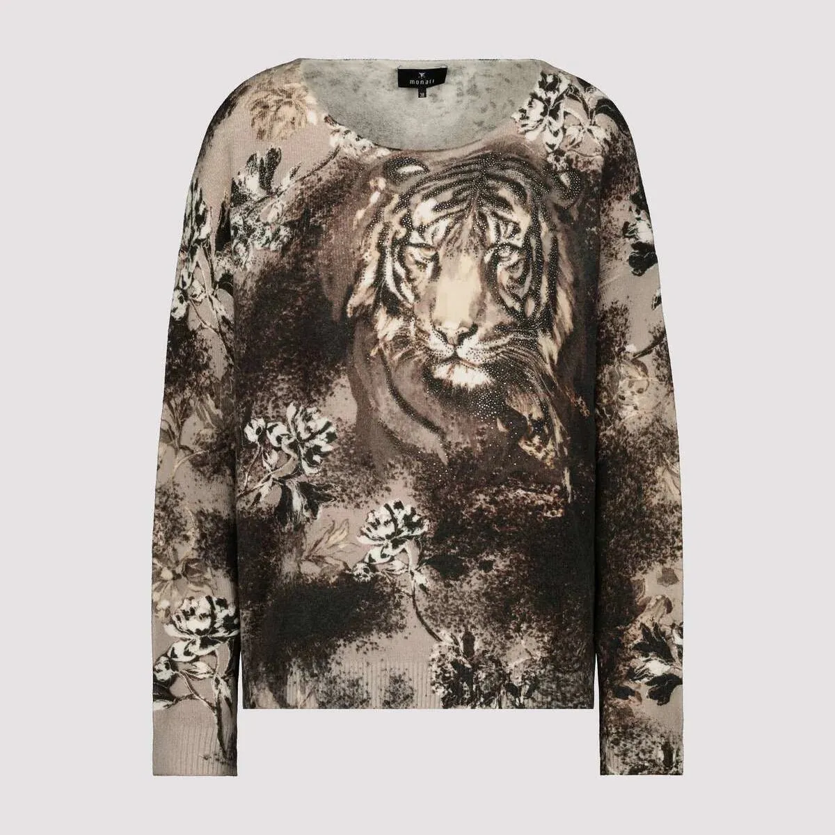 Tiger Print Embellished Sweater | Espresso