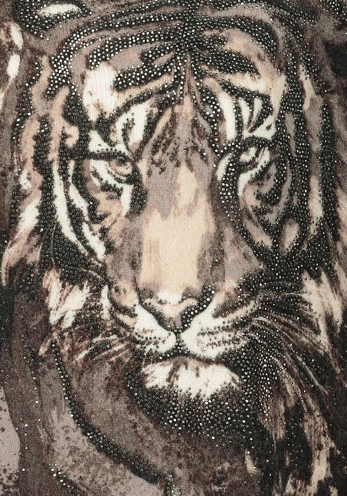 Tiger Print Embellished Sweater | Espresso